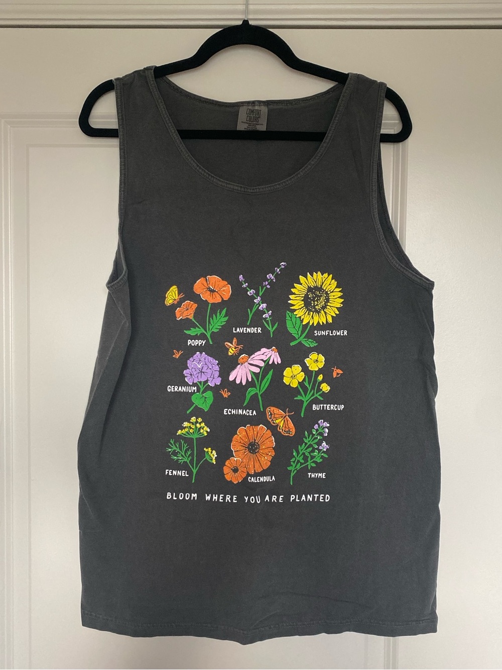 Comfort Colors Women’s “Bloom Where You Are Planted” Tank Top | Gray | Medium